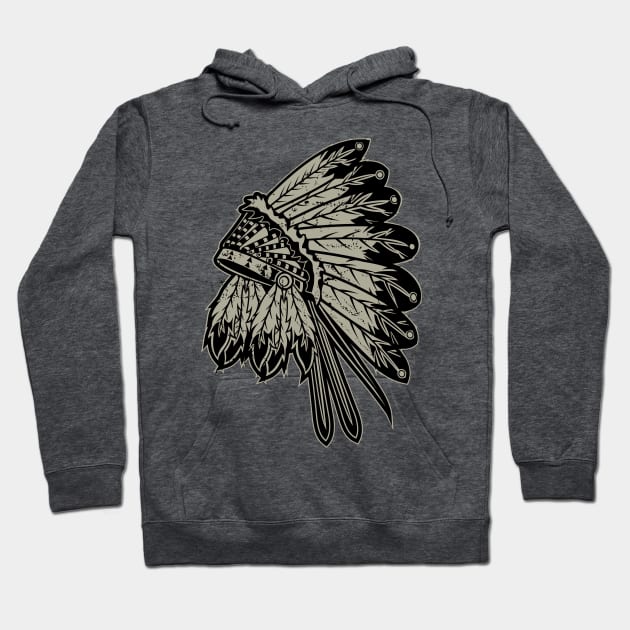 Native American War Bonnet Headdress Eagle Feather Hat Hoodie by Havous